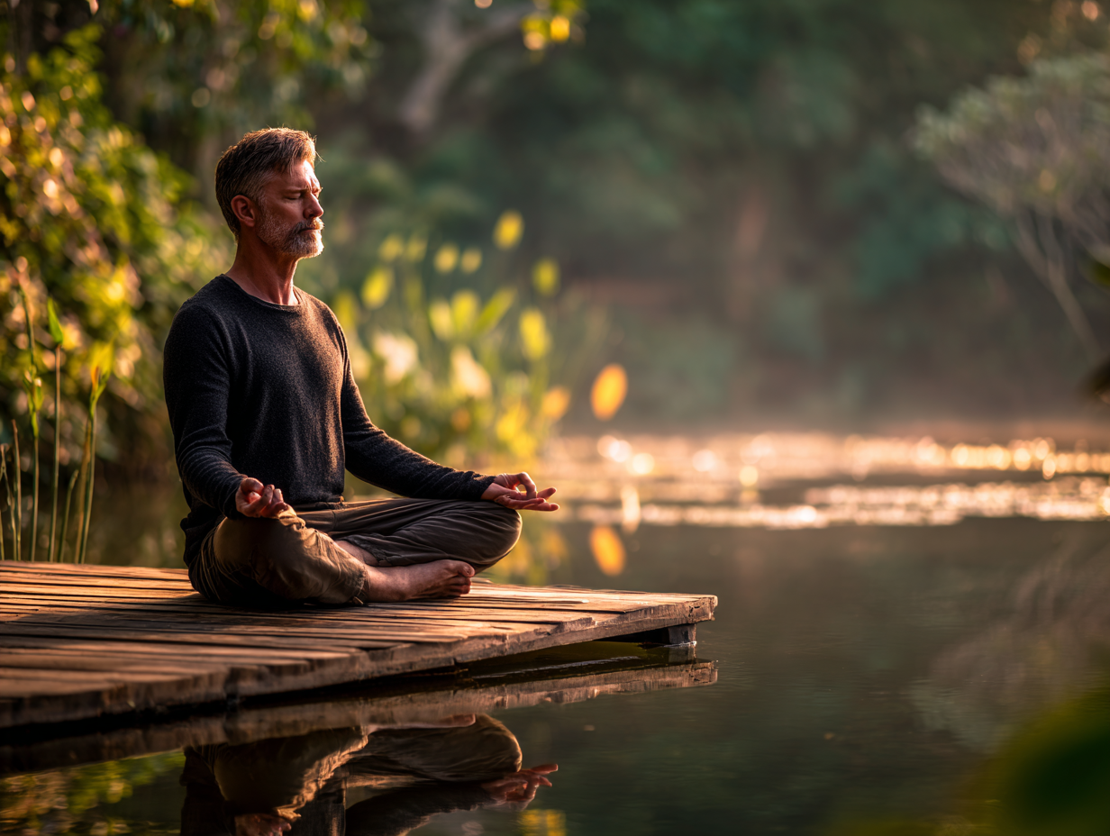 Група людей різного віку практикує йогу в студії