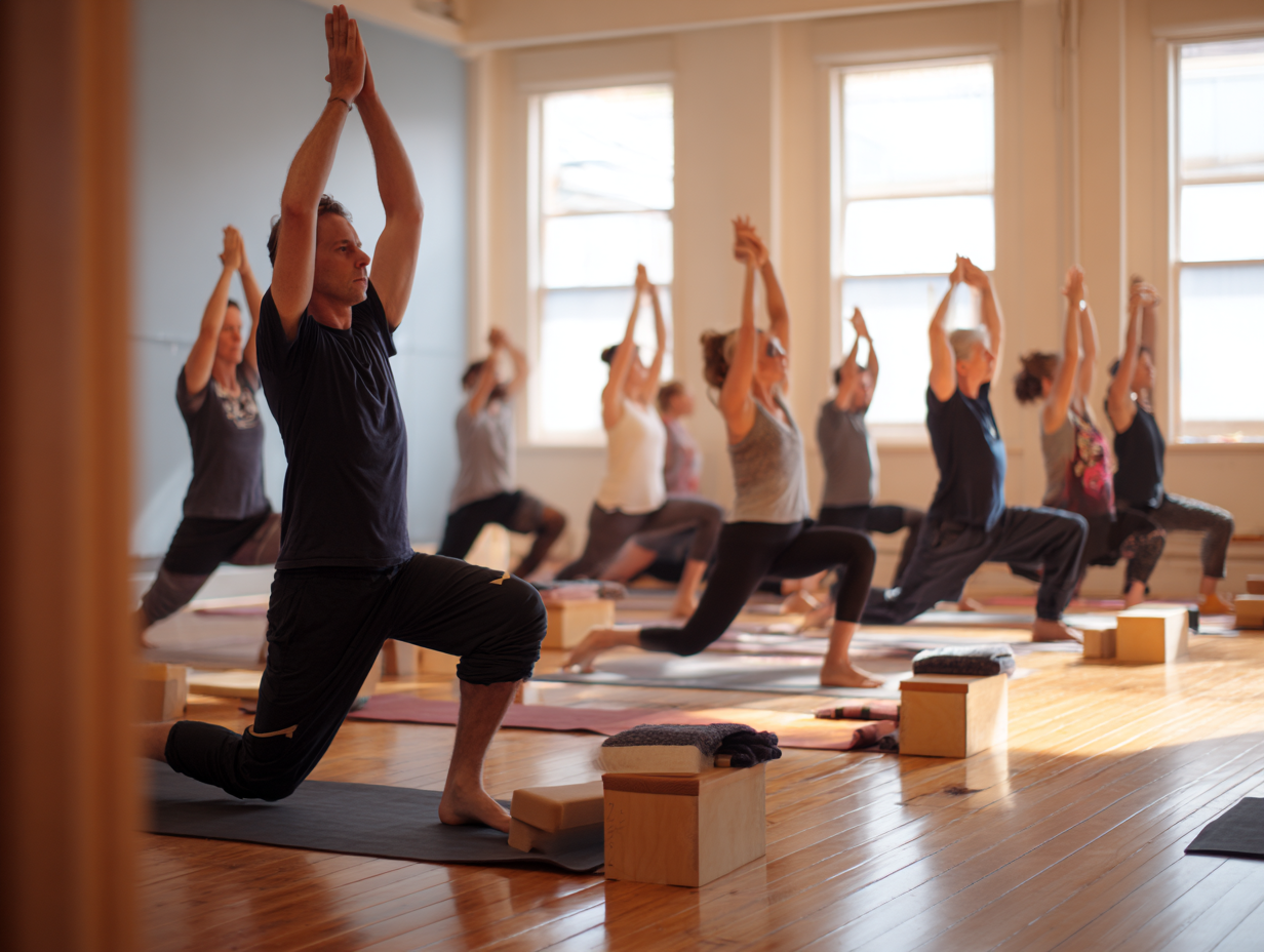 Здорова їжа та йога реквізит на столі